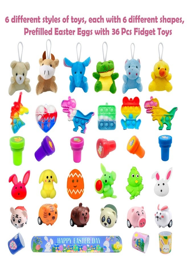 Cherislpy 32 Pack Prefilled Easter Eggs with Fidget Toys, Bright Colorful Easter Eggs Prefilled with Variety Easter Stress Toys Great for Kids Toddler Easter Basket Stuffers Party Favors Gifts - Image 3